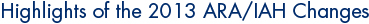 Highlights of the 2013 ARA/IAH Changes